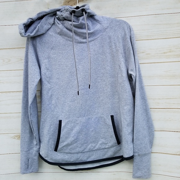 Athleta Jackets & Blazers - Athleta M pullover hoodie fitness grey blk trim